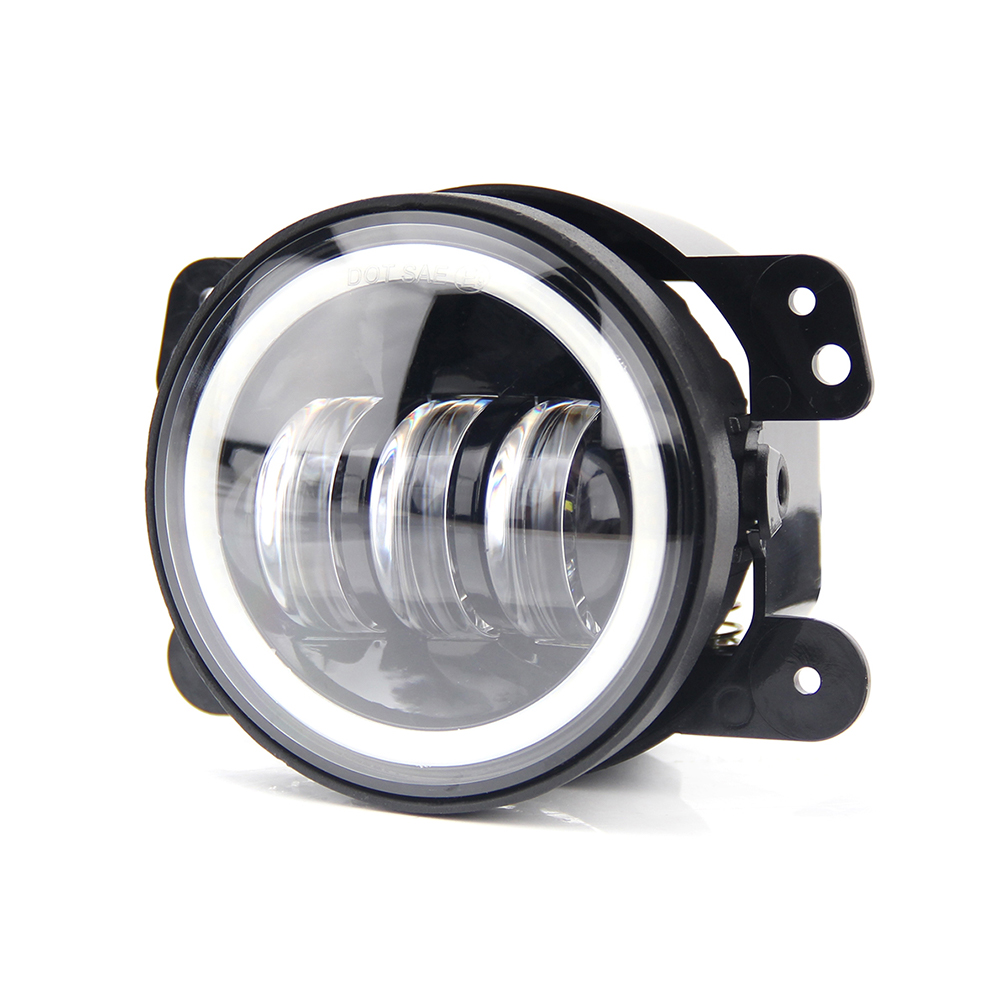 Luzes de nevoeiro LED de 4 polegadas com anel halo para Jeep JG-W001-B