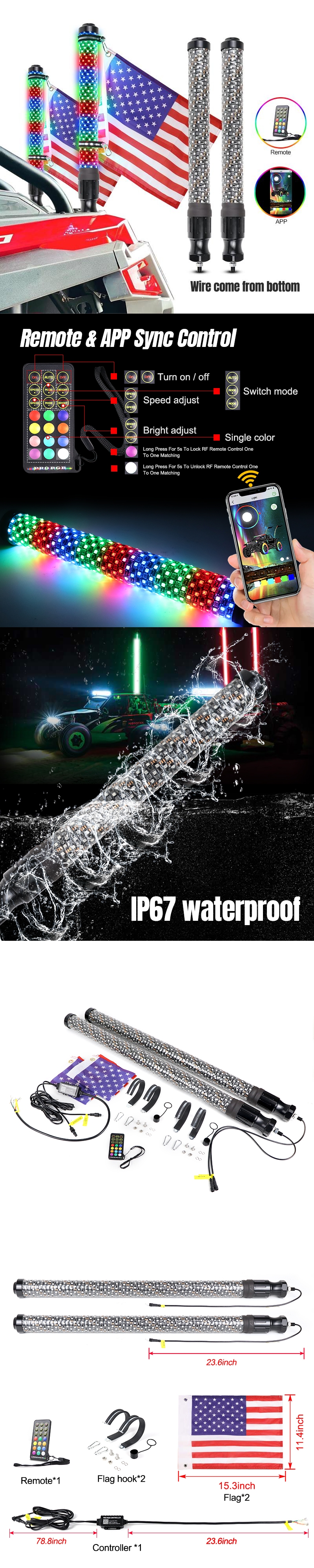 Especifica&ccedil;&otilde;es de antenas de chicote ATV de buggy ATV