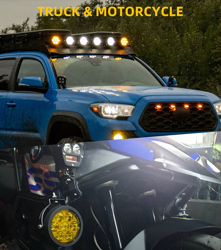 Aplica&ccedil;&atilde;o de holofotes de motocicleta LED