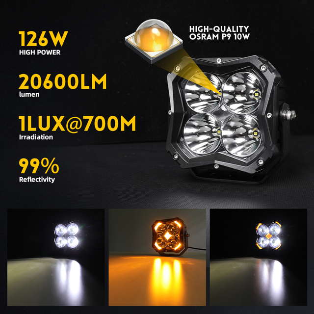 5 polegadas da luz do ponto da estrada com luz de fundo DRL -954m -D