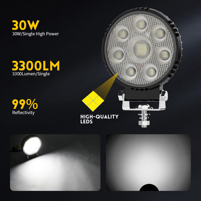  4 "Luz de trabalho LED anti-Glare redonda para tratores-GC-930D-8