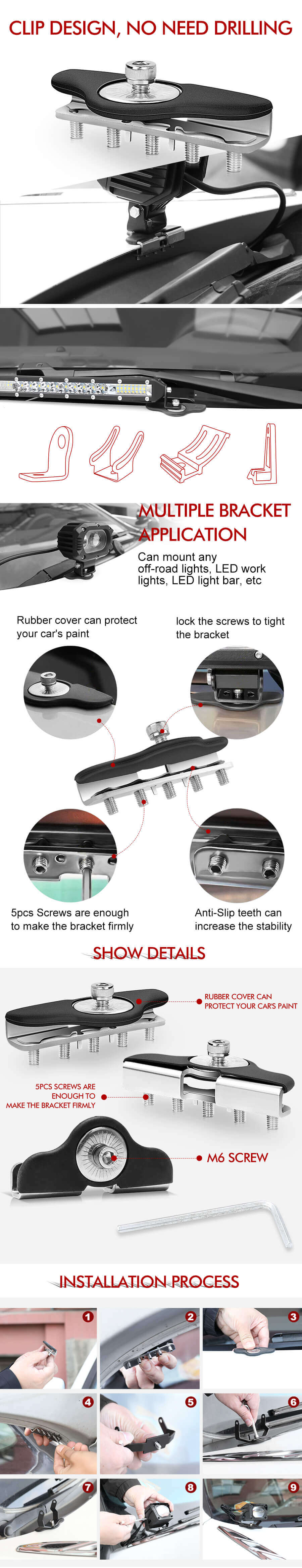 Suportes de montagem de capuz autom&aacute;tico JG-YQ01 Vantagens