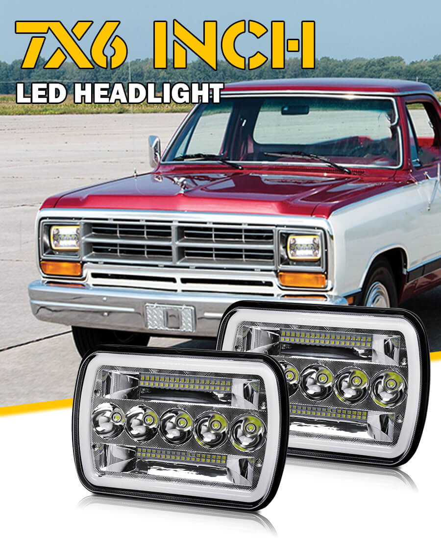 7x6 olhos anjo DRL LED quadrado farol para caminh&atilde;o JG-1003-HP Detalhes