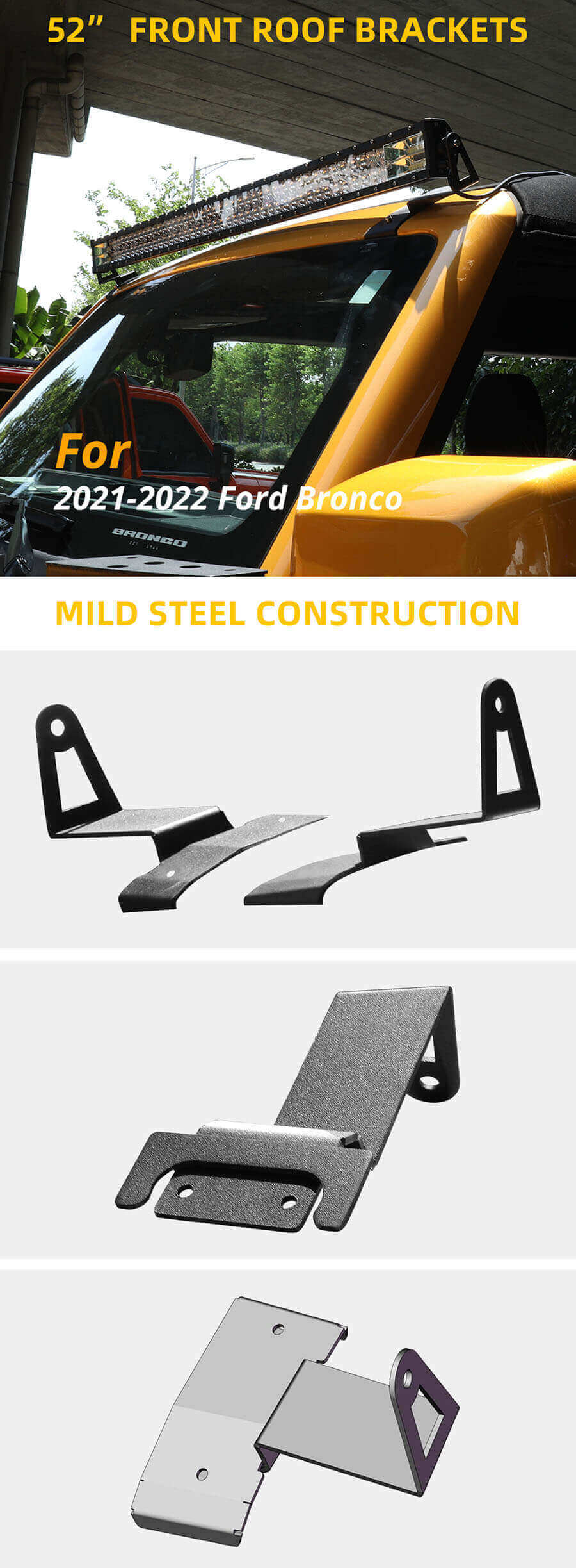 2020-2022 FORD BRONCE 52 SUPORTE DE TELHO FRONTAL PARA BARRA DE LUZ LED Adavnatges