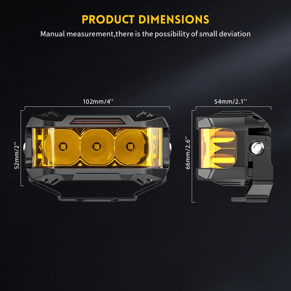 Luzes de tiro laterais de 4 polegadas e 70 W com branco âmbar DRL-925-PRO