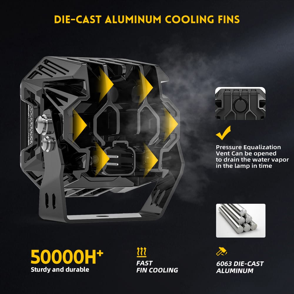 Luz de fundo âmbar do atirador lateral do pod do diodo emissor de luz do cubo 60W para o jipe F993-3 