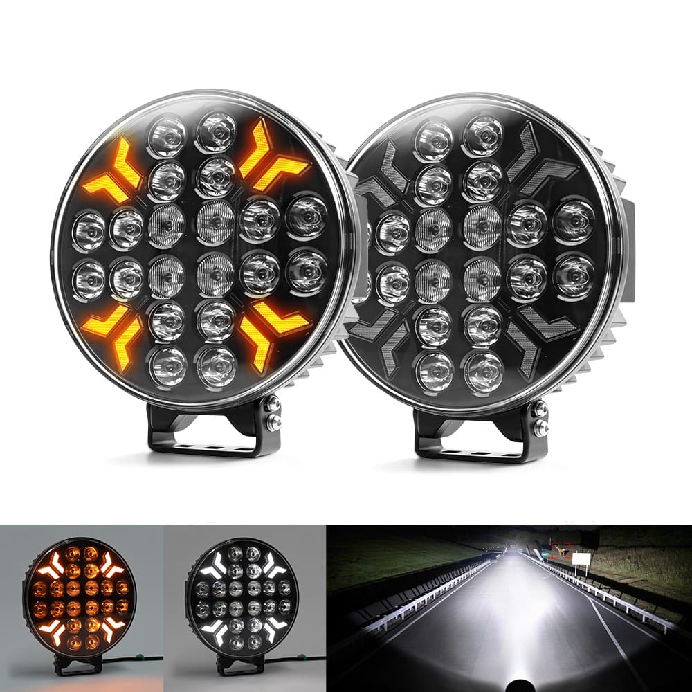 Refletor de caminhão de 9 polegadas e 260 W com luz de posição estroboscópica âmbar branca