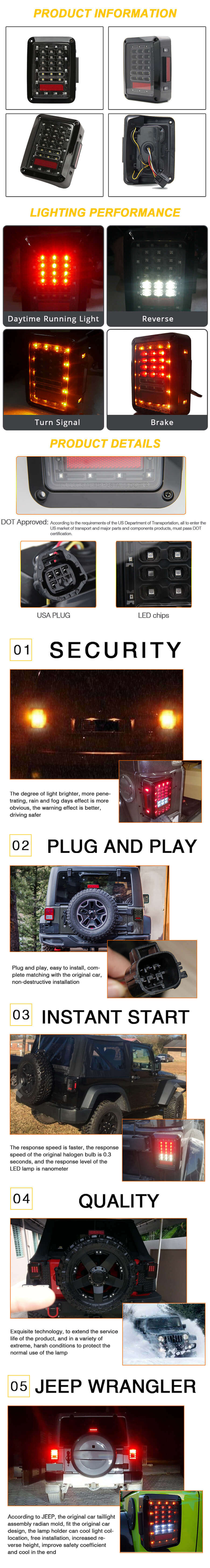 Wrangler JK Tail Light 2007-2017 Vantagens JG-W008 por atacado