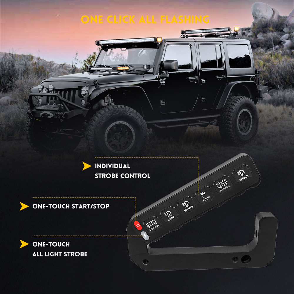 Painel de interruptor de 6 gangues sem fio para Wrangler JK Wholesaler-KZ-CP-6-JK