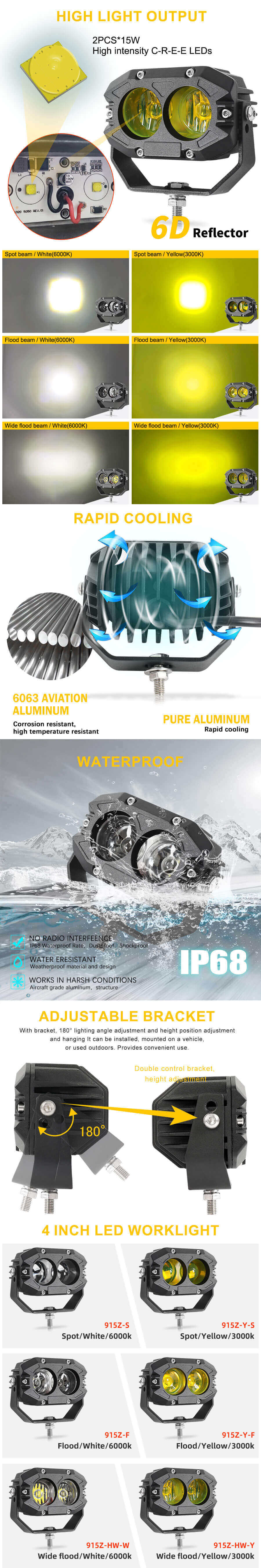 Luzes de dire&ccedil;&atilde;o fora da estrada Vantagens de atacado JG-915Z