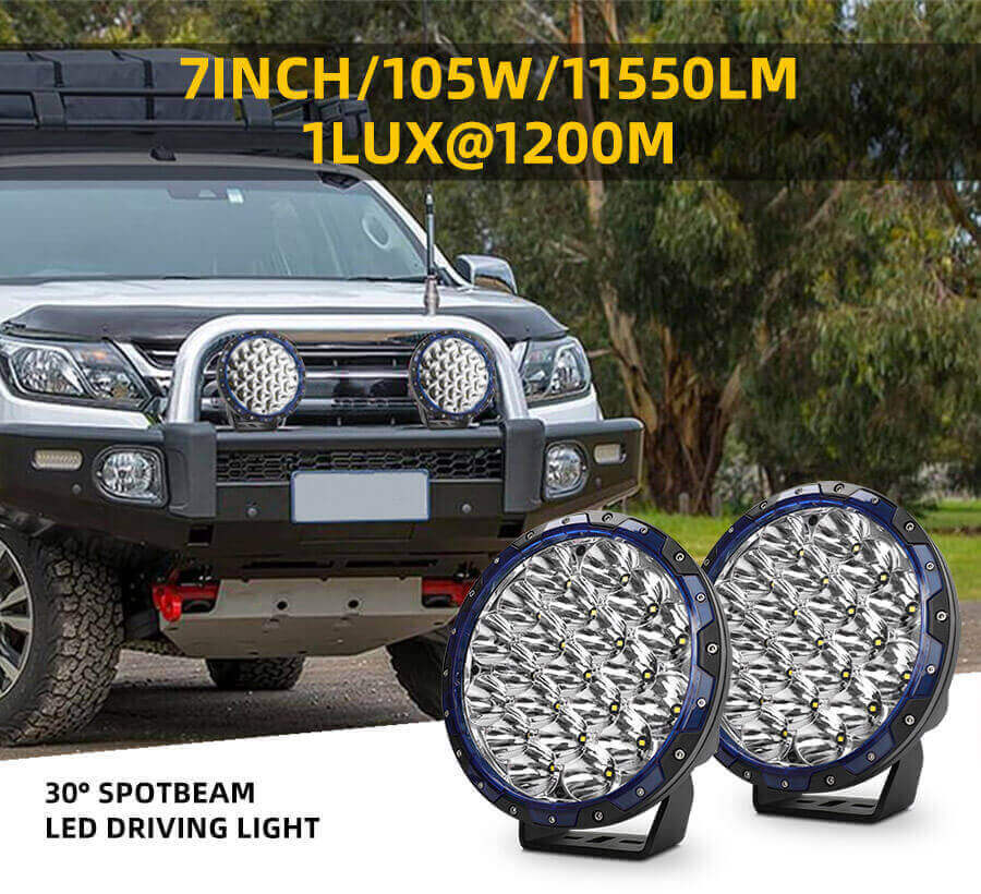 Detalhes de 7 polegadas Round Round LED offroad spots
