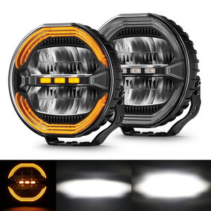 9 polegadas anti-brilho redondo luz de condução com branco e âmbar drl-d091-6