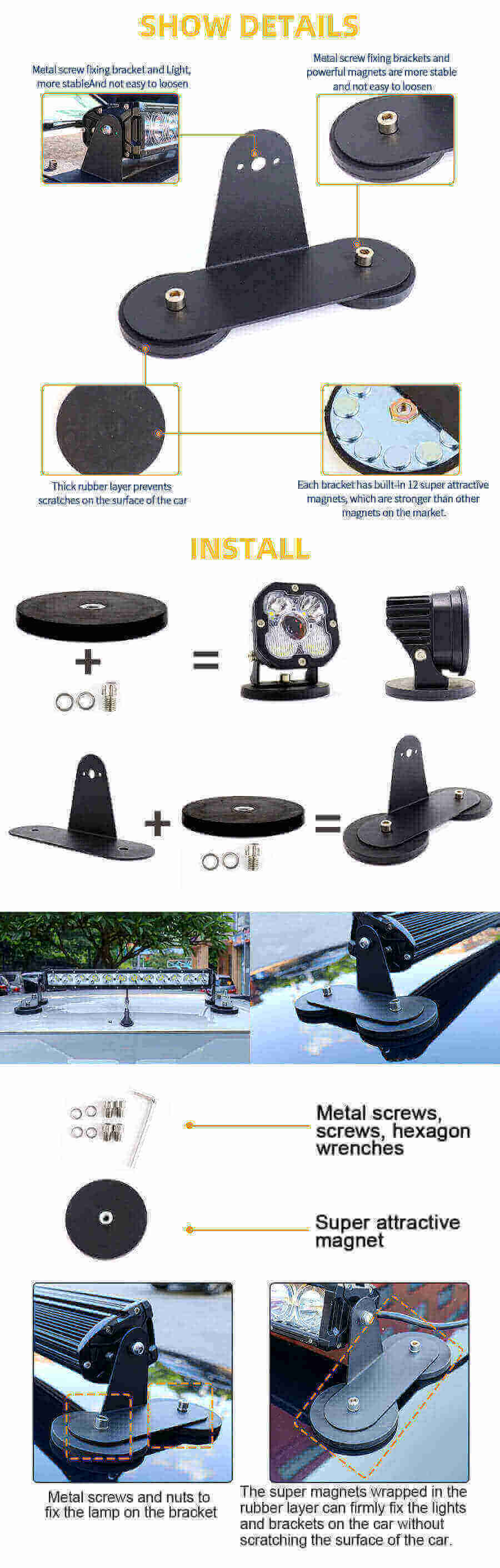 Suporte universal para barras de luz off-road JG-YQ-003A