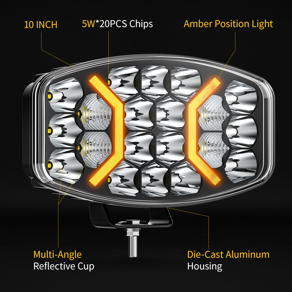 10 polegadas 100W BEAM COMBOL LED LUZ COM AMBER DRL-958-20-20-Z