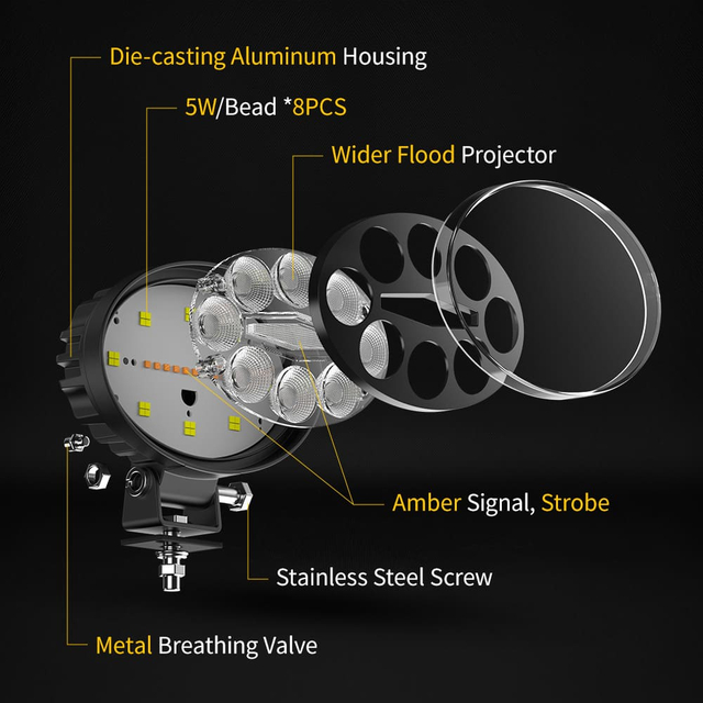 Luzes de trabalho LED oval de 5,5 polegadas 27W para tratores-970-ZH-8