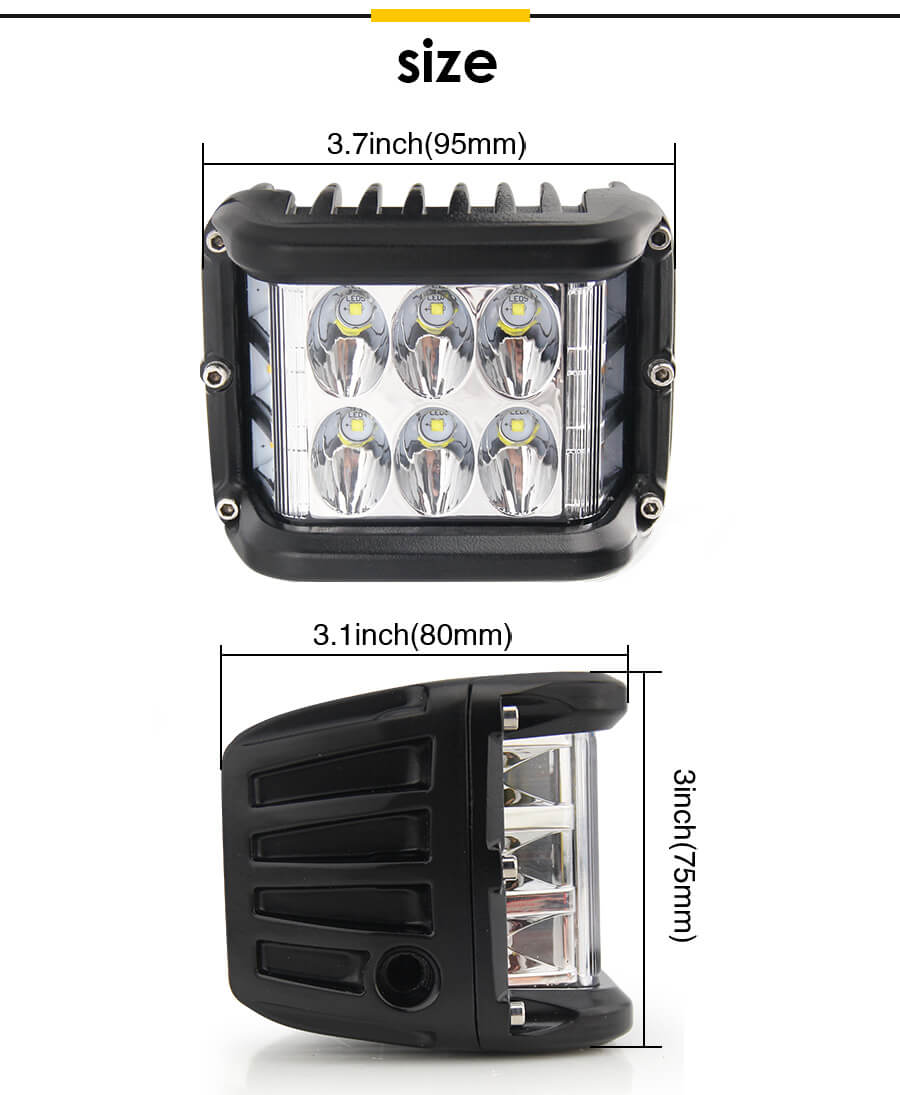 LED de tiro lateral LED pods piscando JG-996BS Tamanho (1)