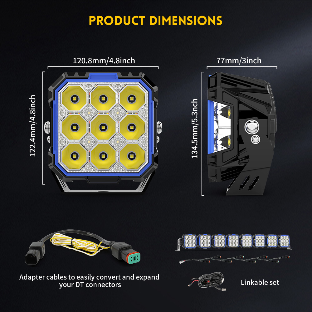 5 polegadas de tiro lateral LED POD LUZES COM WHITE & AMBER DRL-F995-13