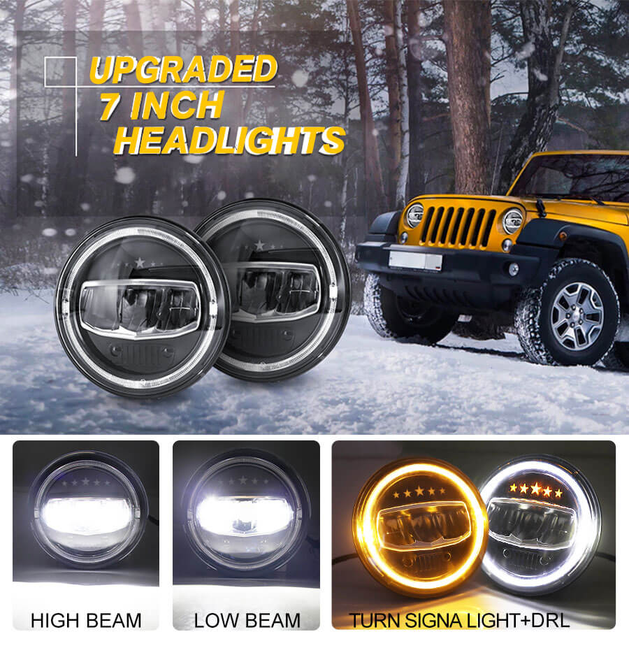 Farol de Pentagrama de 7 polegadas para Jeep Wrangler JG-J007