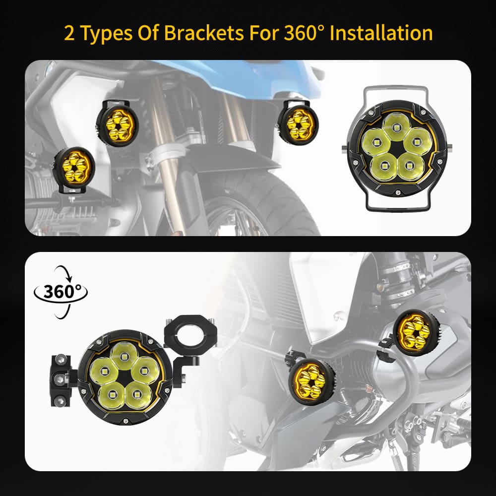 Refletores LED redondos para motocicleta 60W com âmbar DRL-MC-5