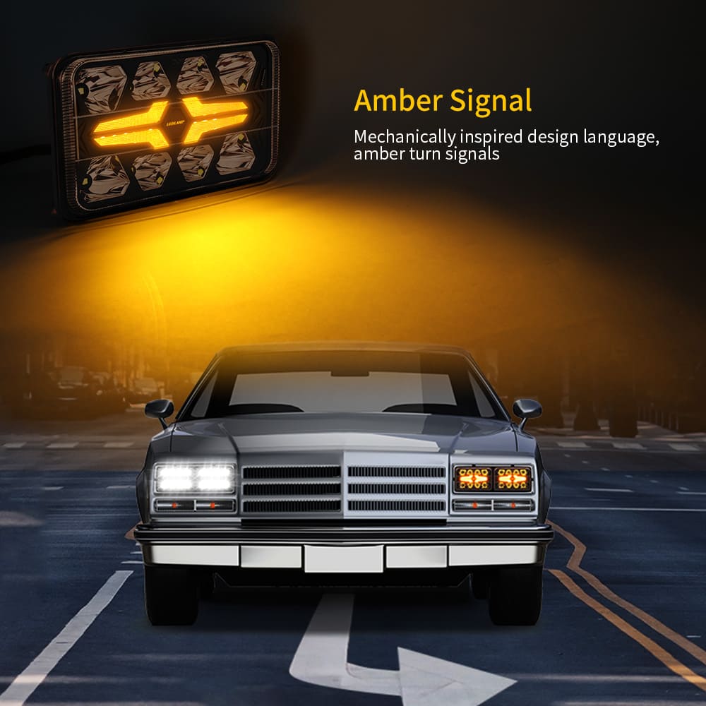 Farol alto baixo LED quadrado 4x6 com sinal de mudança de direção âmbar-CM-2043W
