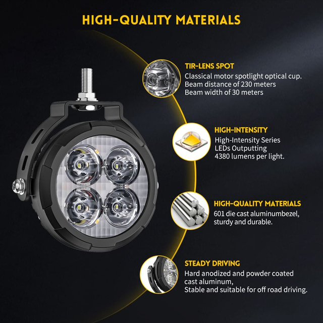 Luz de condução de motocicleta de 3,5" com luz de fundo âmbar para ADV-D035