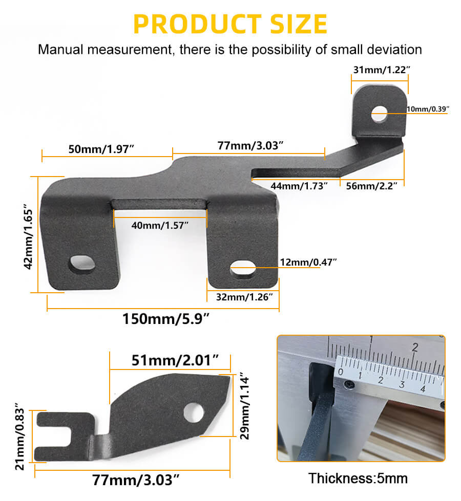 Ford F150 2004-2014 & SVT Raptor 2010-2014 Suporte de luz da vala do cap&ocirc; JG-MQ013 Tamanho