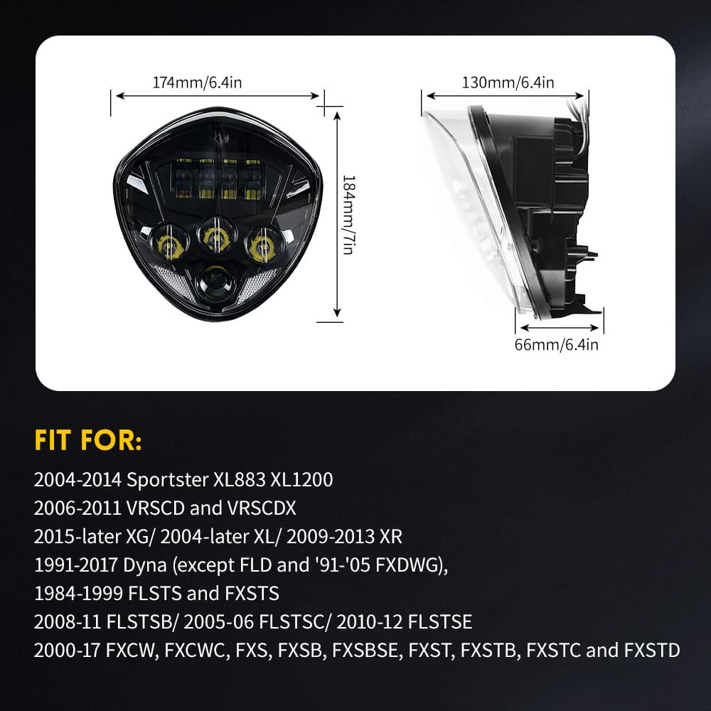 7 "MOTOCYCLE LED FACTOLE HIGH BAIXA PARA HARLEY 10-12 FLSTSE-HL-1003