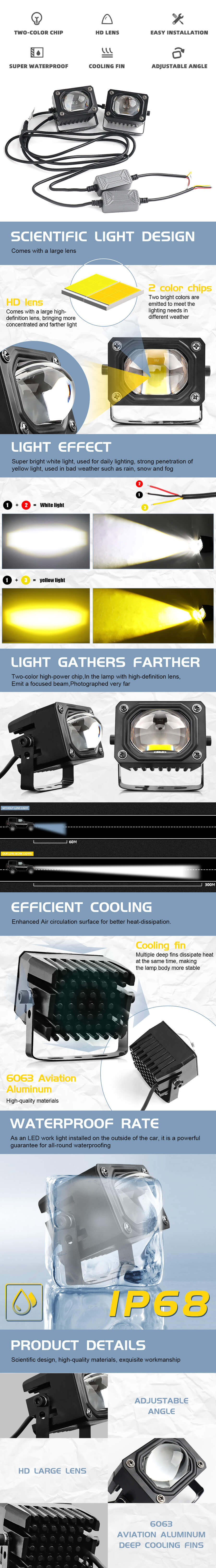 2-6 polegadas de mo&ccedil;&atilde;o de mo&ccedil;&atilde;o de madr&otilde;es-road-External-Dual-Dual-cor-led-l&iacute;der-Light-Light-With-Big-lente-JG-993b-Advant