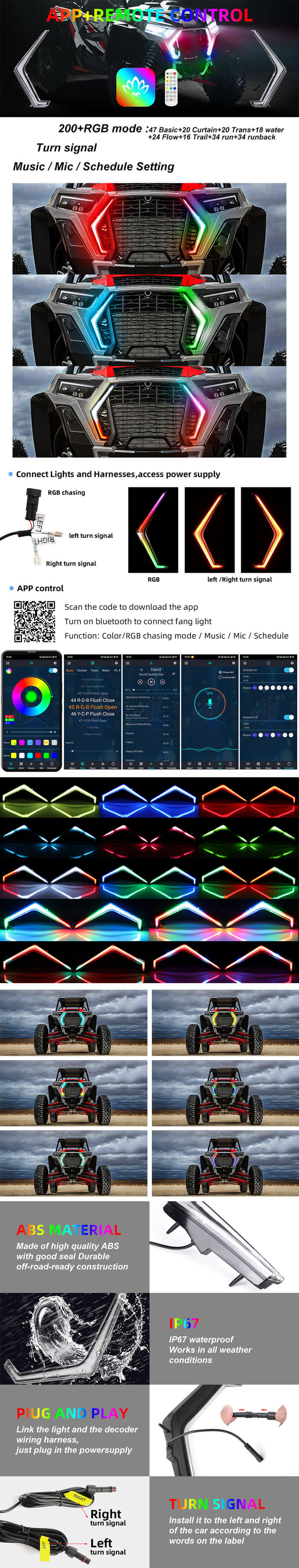 Polaris RZR RGB Fang Lights Fornecedor JG-RZR-P1 Vantagens