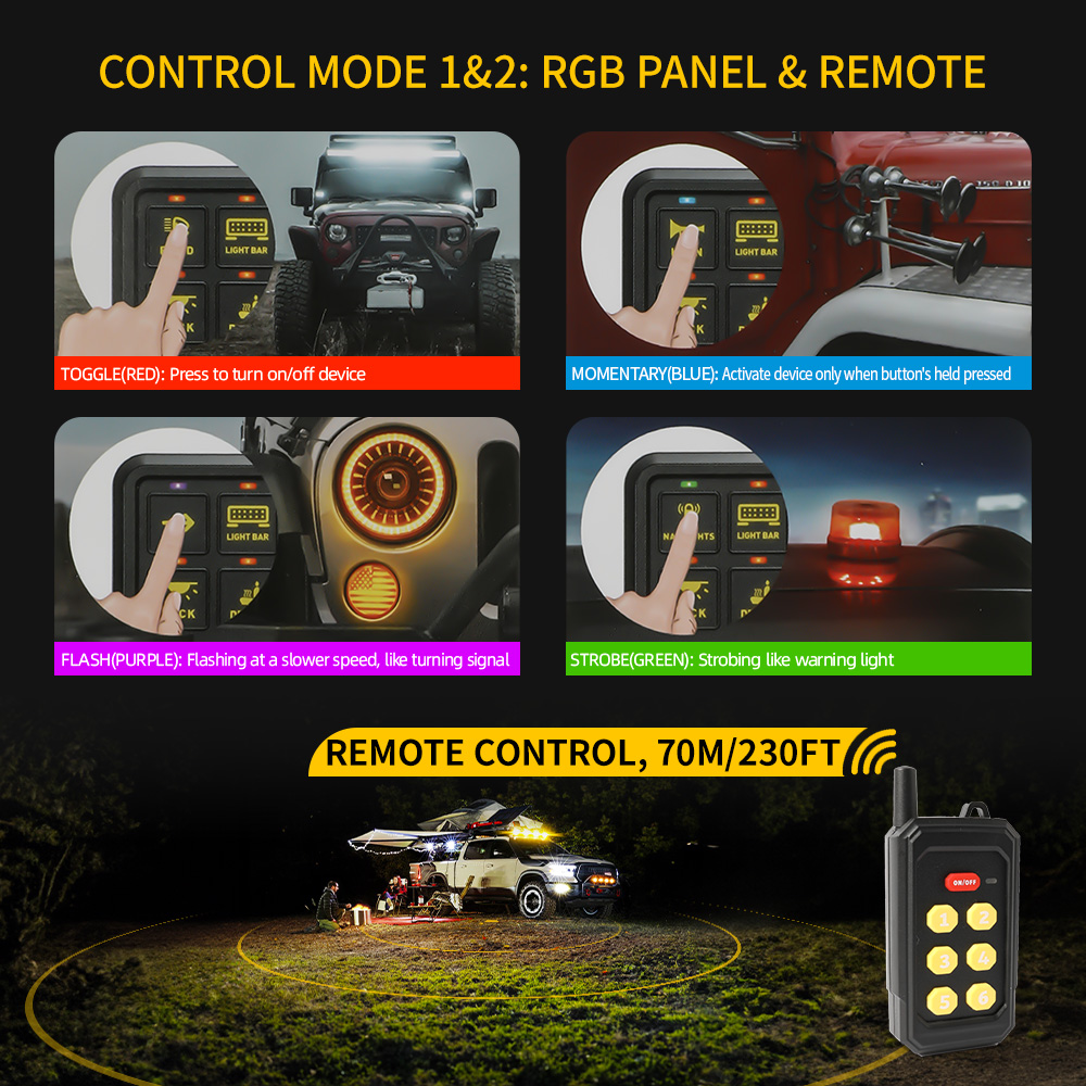 Painel de switch RGB de 6 gangues com controle remoto-KZ-CP-6-WX-YK