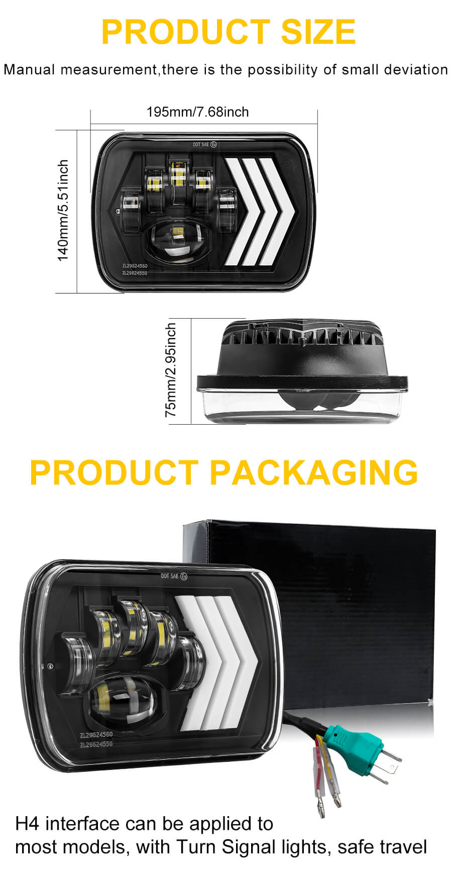 5x7 seta DLL Din&acirc;mico Sinal de Turn Sequencial LED Farol JG-T006