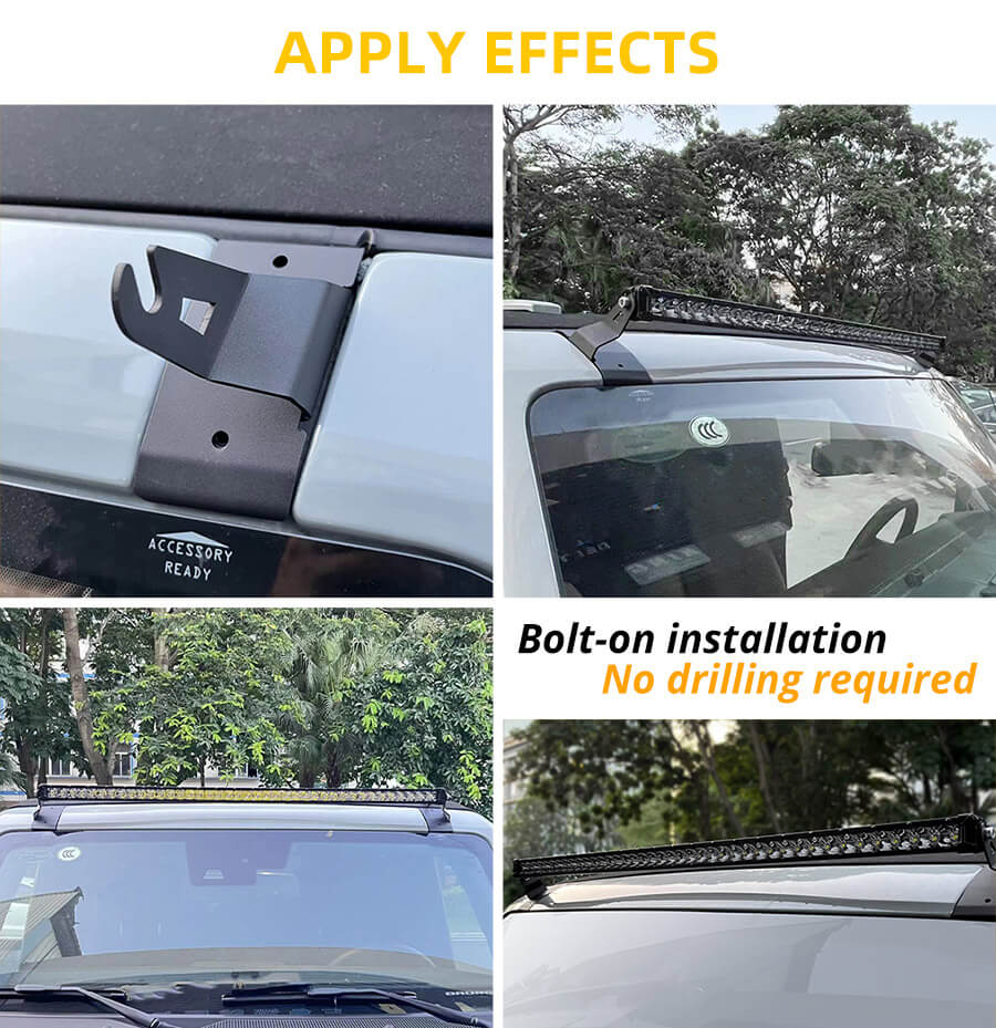 2021-2022 FORD BRONCE 42 SUPORTE DE TELHO FRONTAL PARA APLICA&Ccedil;&Atilde;O DE BARRA DE LUZ LED