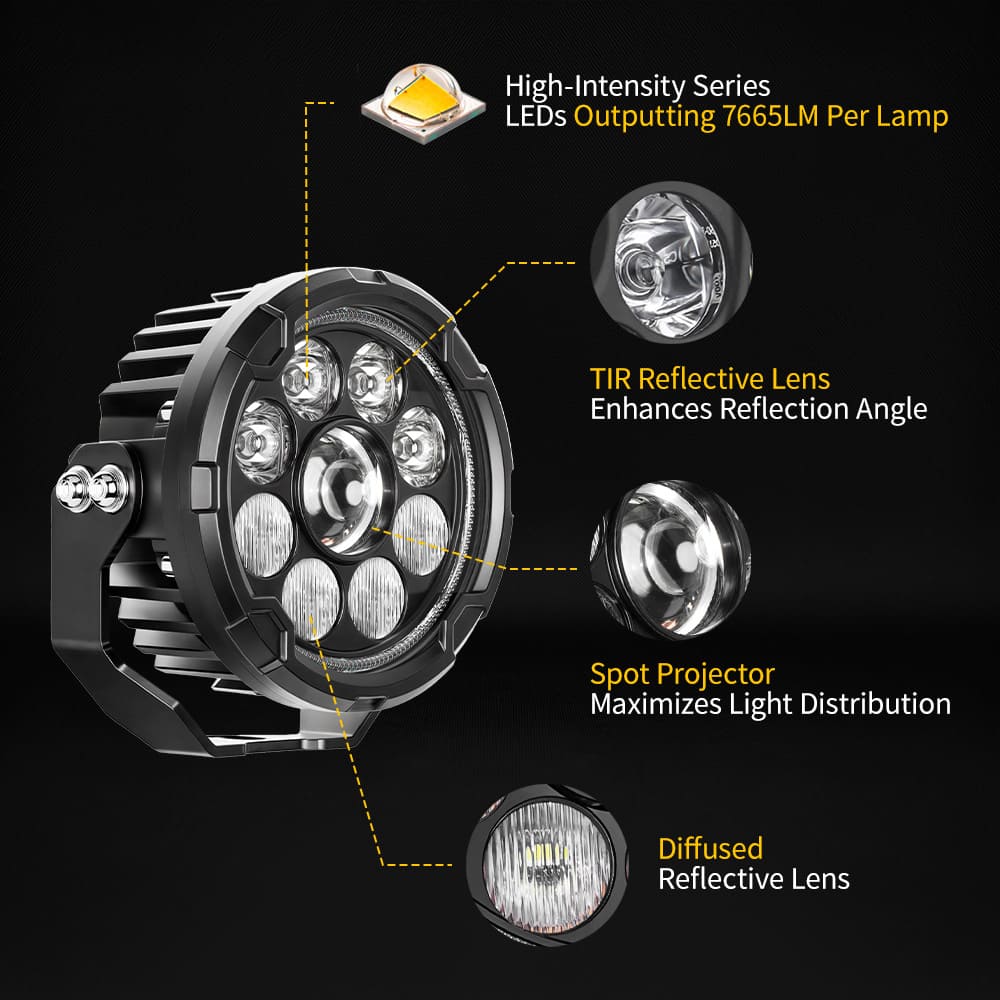 Luz DRL de motocicleta de duas cores atualizada com controle de 4 níveis-D040-9-C-AWY