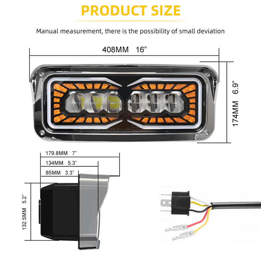 Peterbilt 379 Montagem do farol Halo Running Light JG-HPC1001 Tamanho