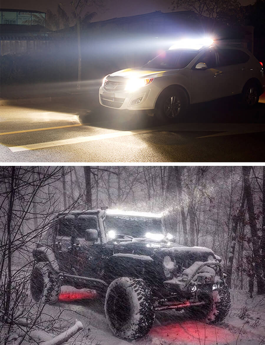 Aplica&ccedil;&atilde;o de barra de luz de luz LED de linha tripla JG-9631 Aplica&ccedil;&atilde;o