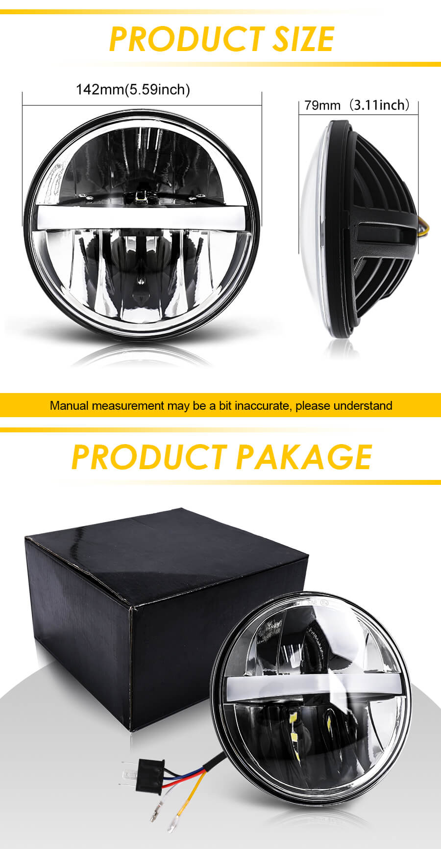 Eagle Series &reg; 5.75 LED Feadlight Atacado JG-M004 Tamanho