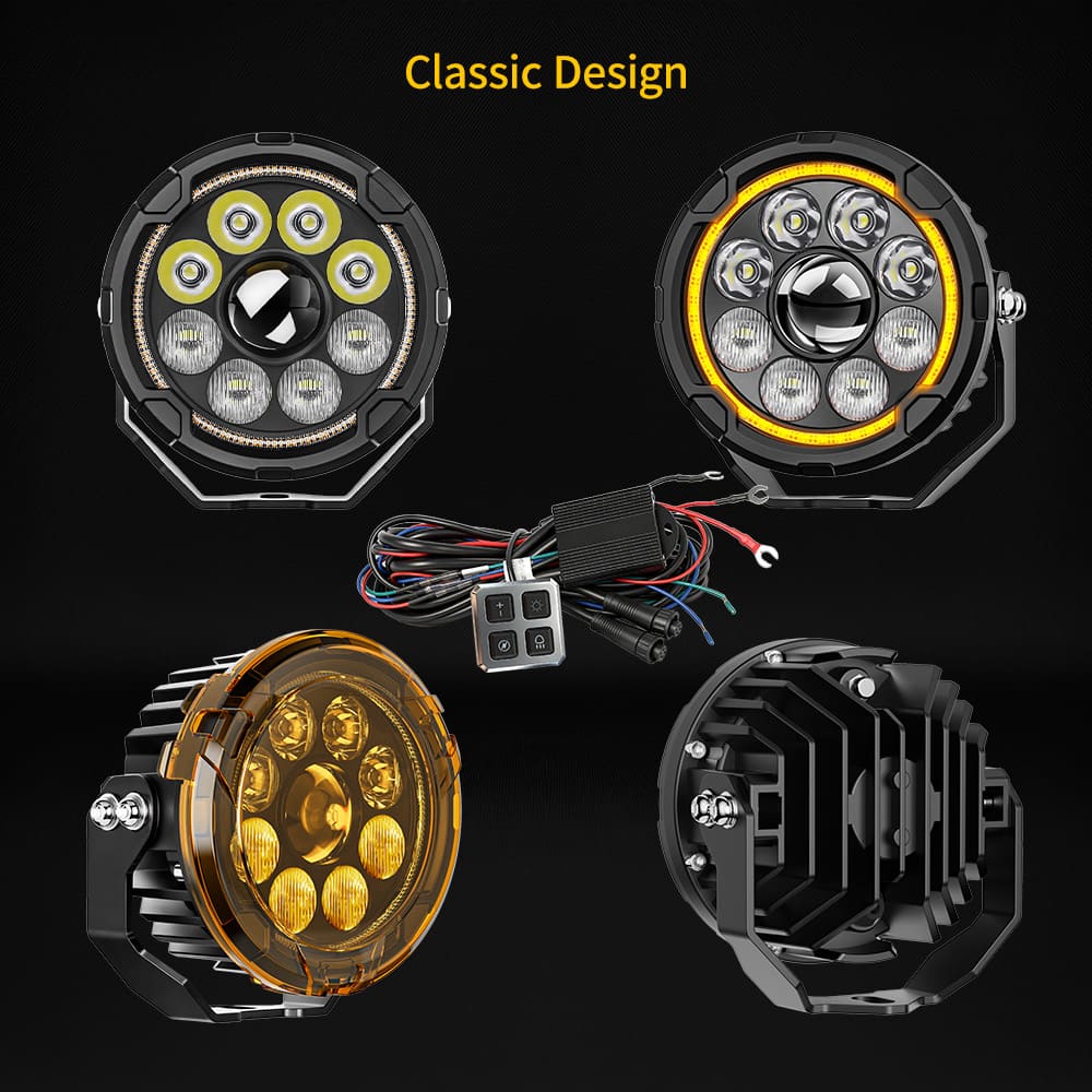 Luz DRL de motocicleta de duas cores atualizada com controle de 4 níveis-D040-9-C-AWY