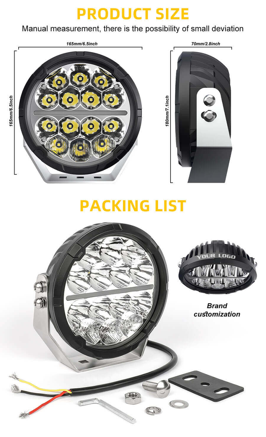 Luzes de acionamento redondo de 7 polegadas com tamanho Amber White DRL JG-D065