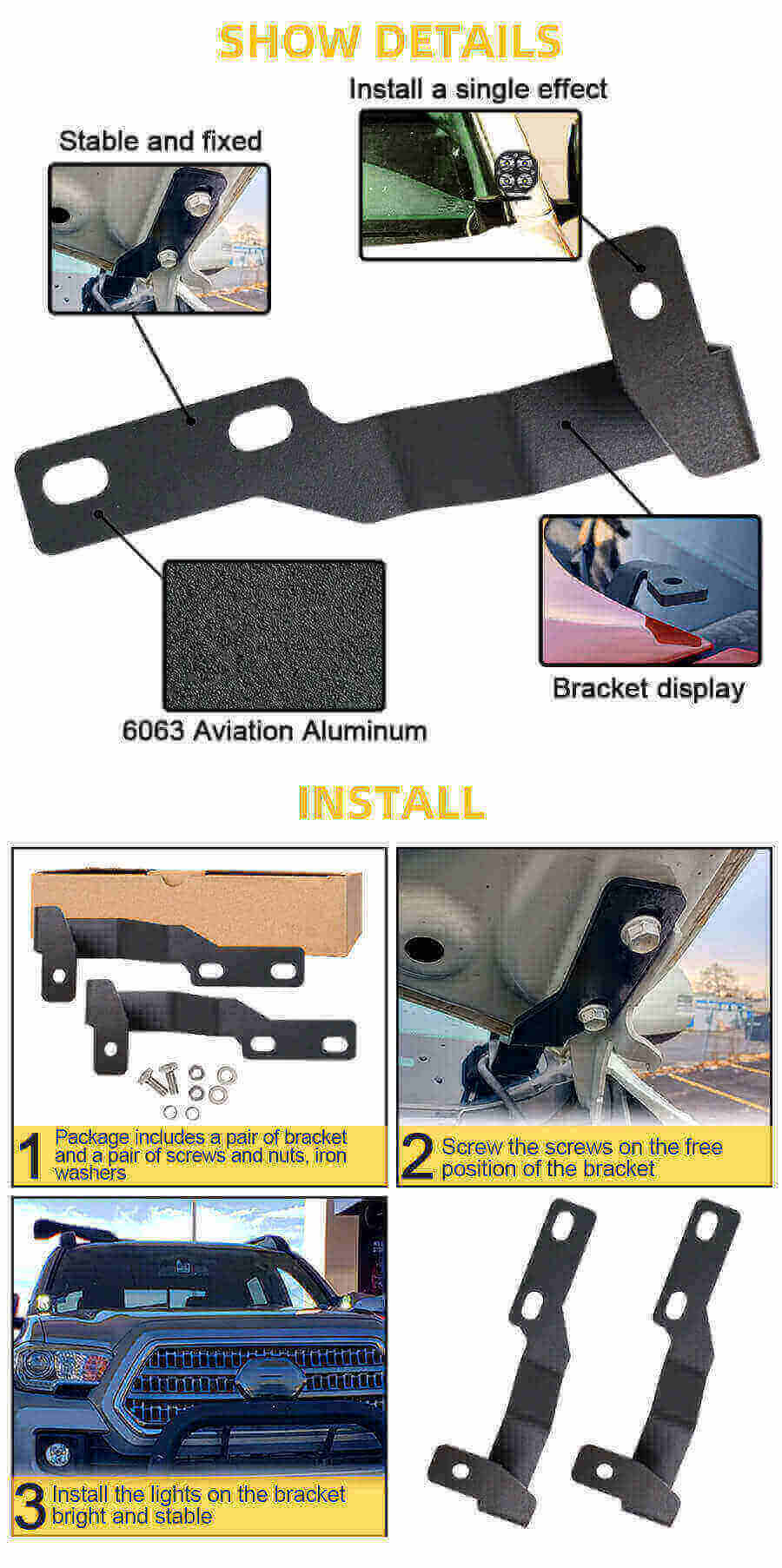 Toyota Tacoma Hood Suporte JG-FT-006 Vantagens