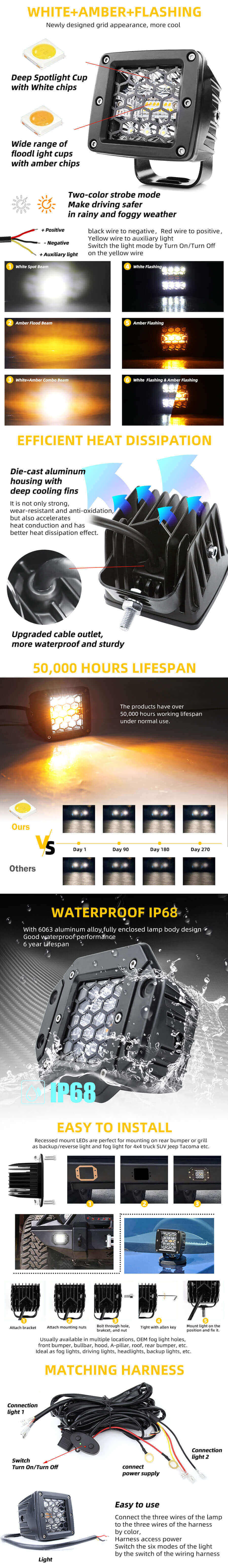 Luzes de vala piscando Companhia de cores duplas JG-995TW-B-BS Vantagens