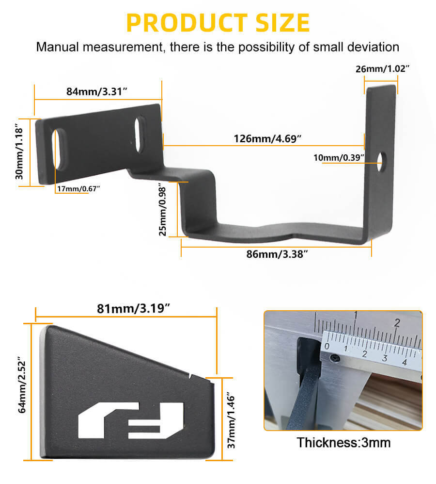Toyota FJ Cruiser 2007-2016 Pacote e tamanhos JG-FT-007