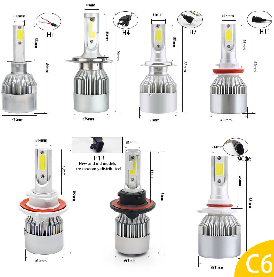 Bulbo do farol do carro do carro do carro por atacado JG-C6 tamanho (1)