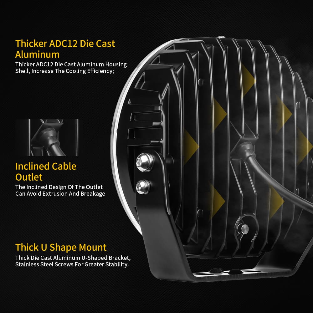 Luz de direção de 7 polegadas com luz de posição dinâmica branca e âmbar-901V-CG-16