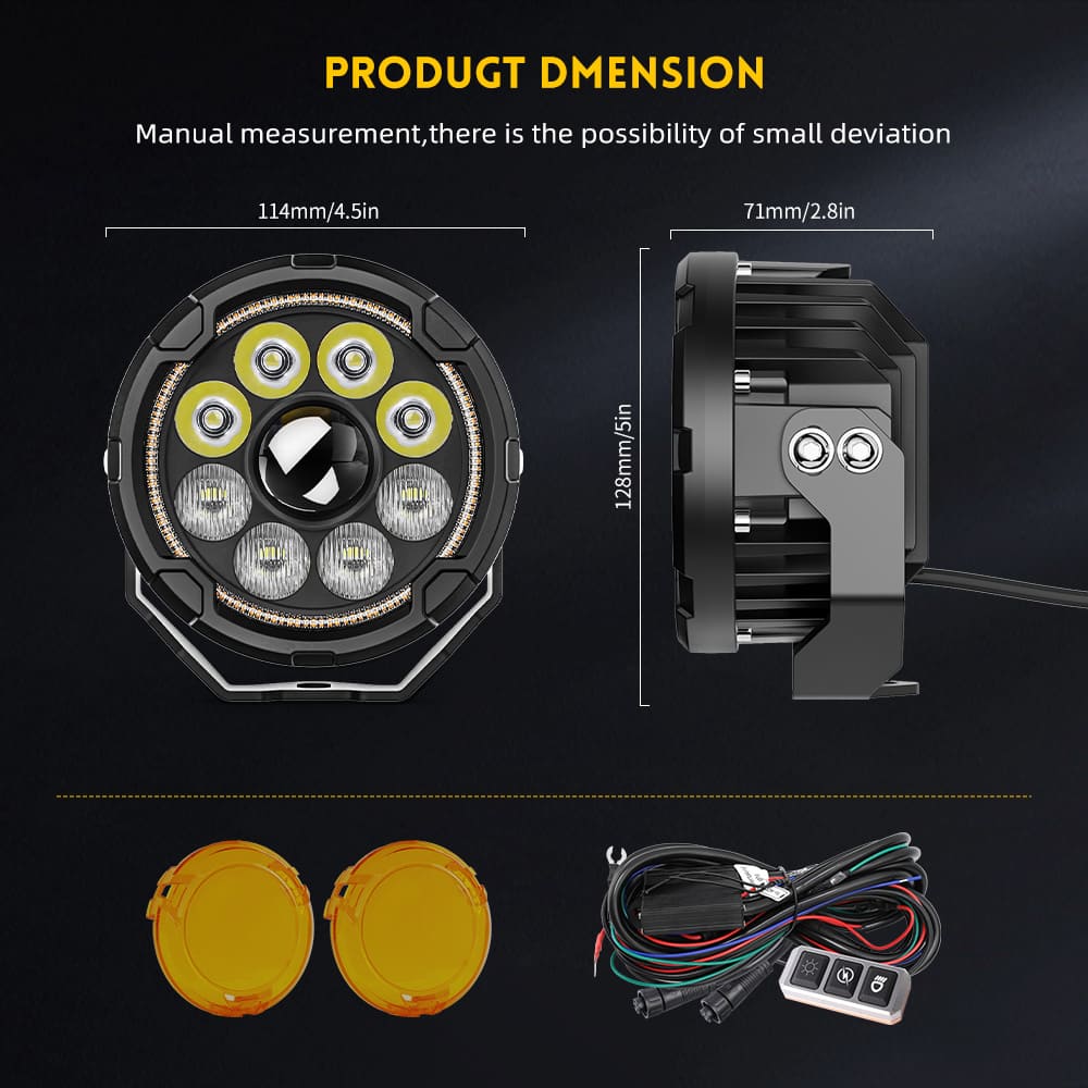 Refletor de motocicleta de feixe alto e baixo atualizado com lente TIR de 4,5 polegadas com DRL âmbar –D040-9-C