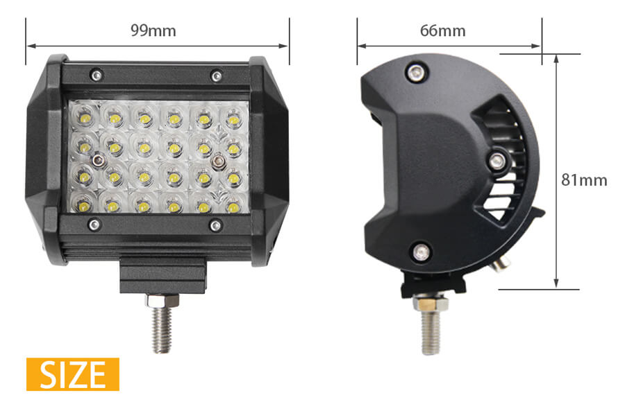 4 polegadas de cor de dupla colorido quadril led barra de luz LED JG-9643BS Tamanho
