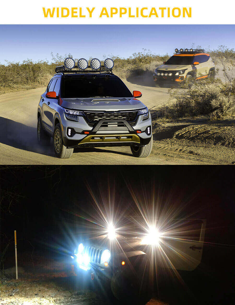 Rodada de 7 polegadas LED Offroad Spotlights Aplicativo JG-D002