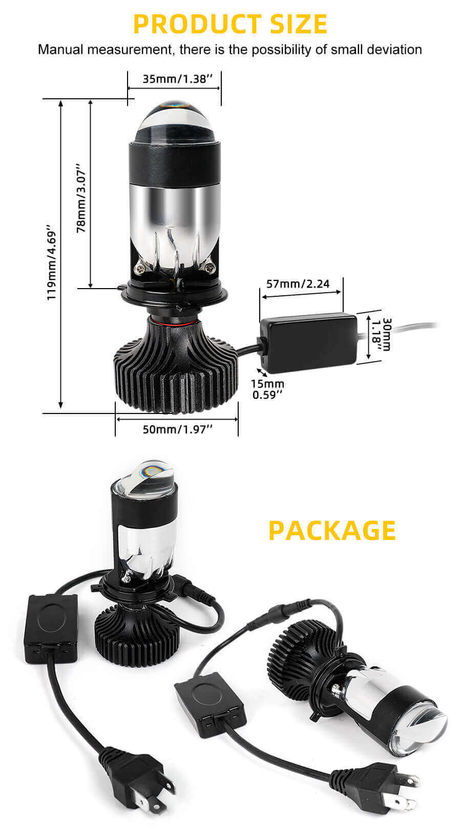 Tamanho do projetor de refletor de feixe alto H4 JG-Y9D Tamanho