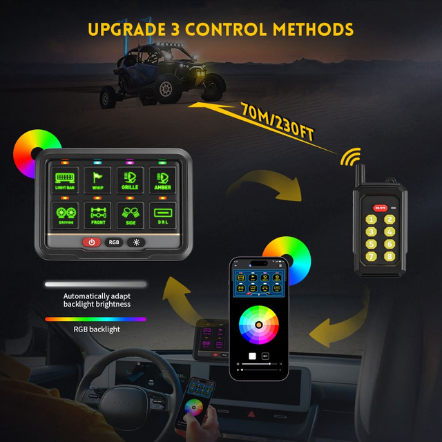 Painel de switch RGB de 8 gangues com APP e controle remoto-KZ-CP-8-WX-YK-APP
