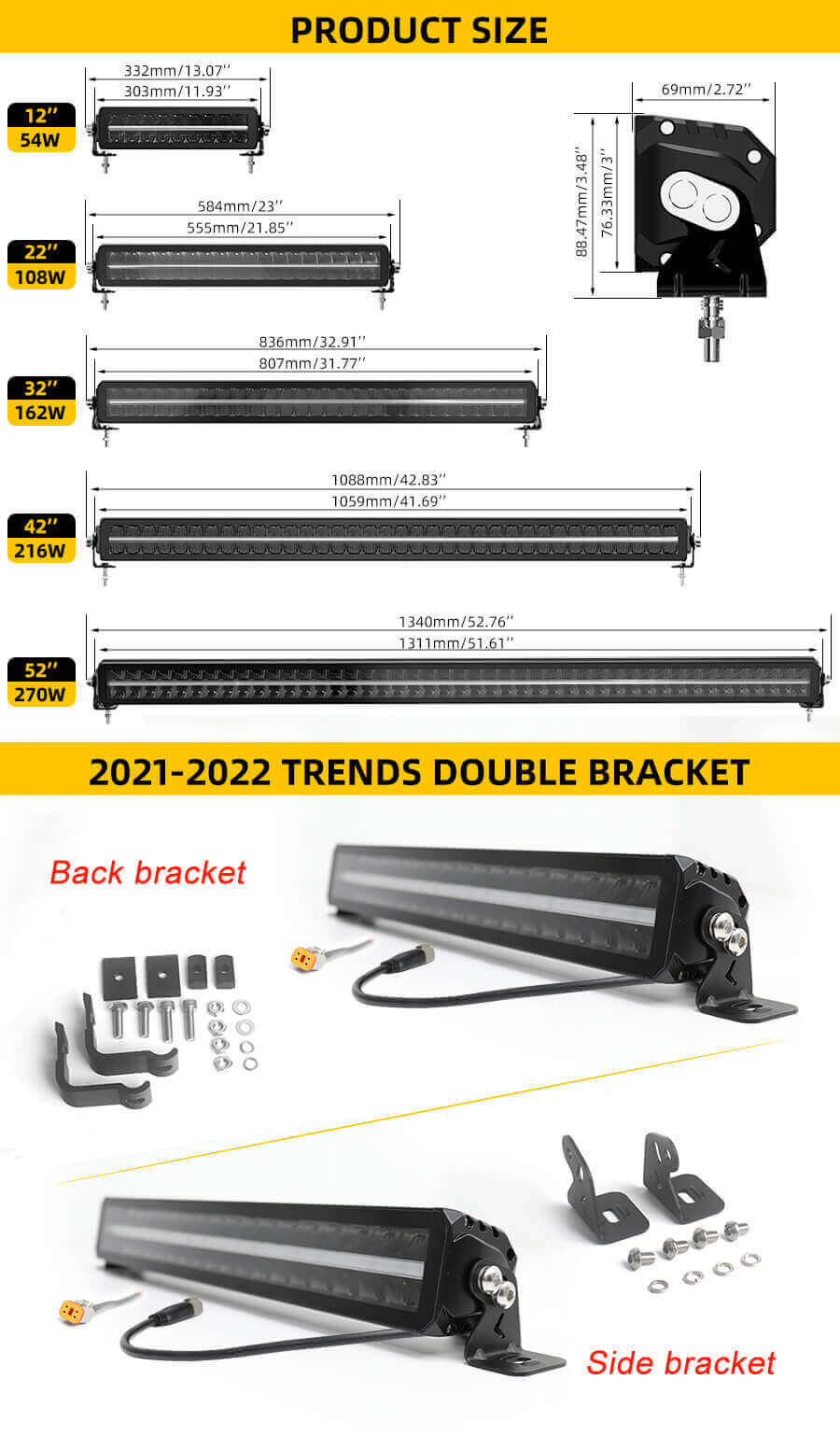 EAGLE SERIES &reg; DRL LED Light Bar Company JG-55 Tamanho