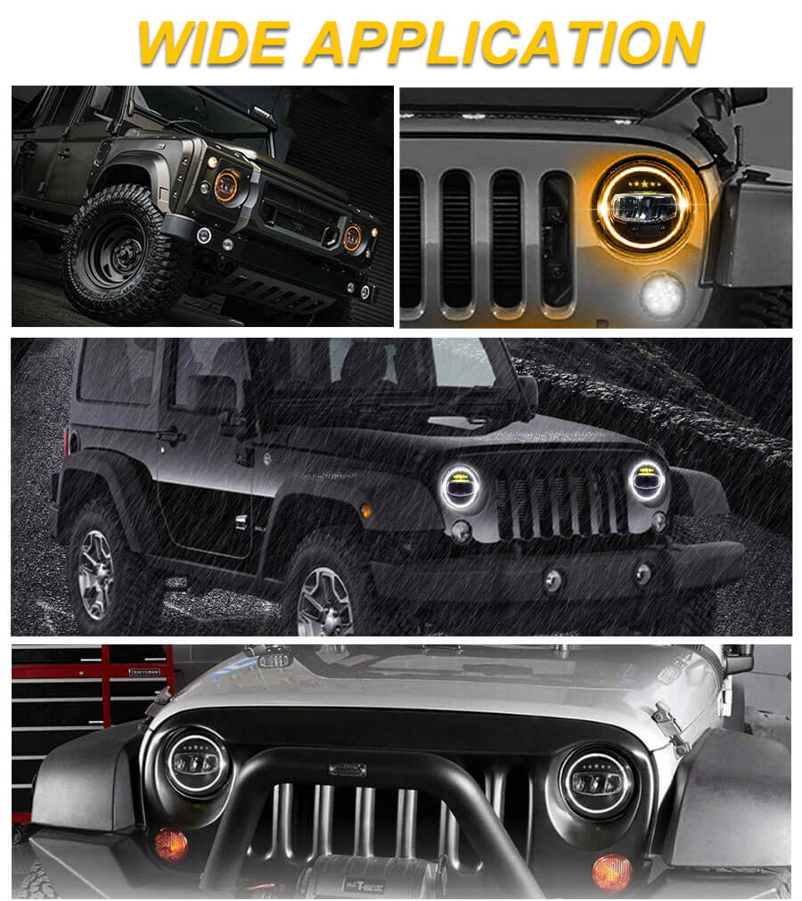 Farol de LED de pentagrama de 7 polegadas para Jeep Wrangler JG-J007 Aplicativo